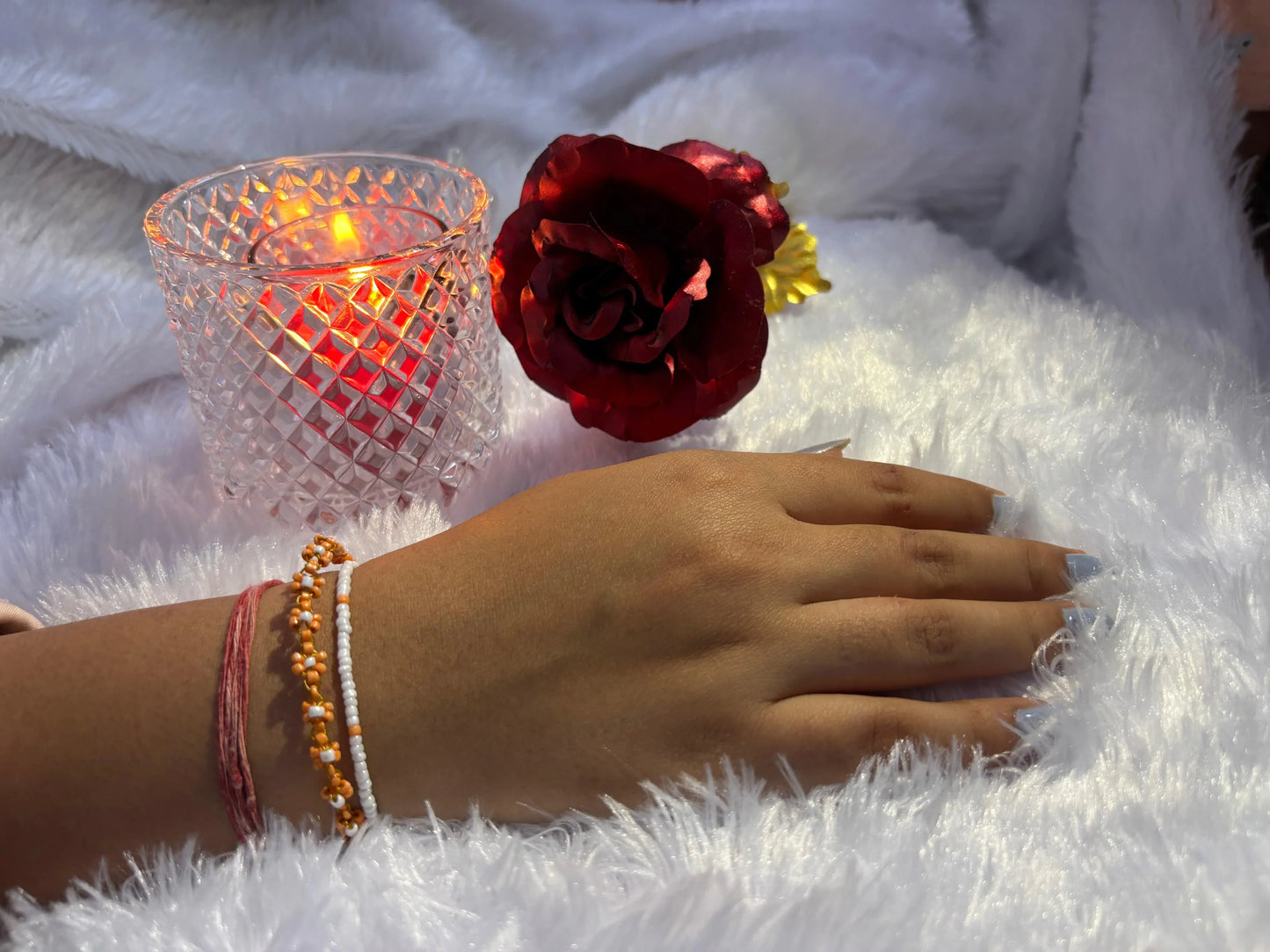 Orange Flower Beads Bracelet for Women | Handmade Floral Jewellery – RidhaPearls