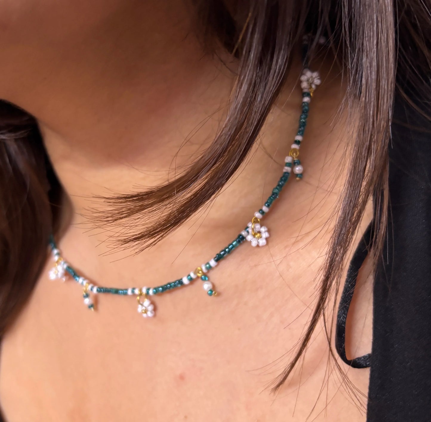 Elegant Blue & White Beads Necklace | Handmade Statement Jewelry for Women