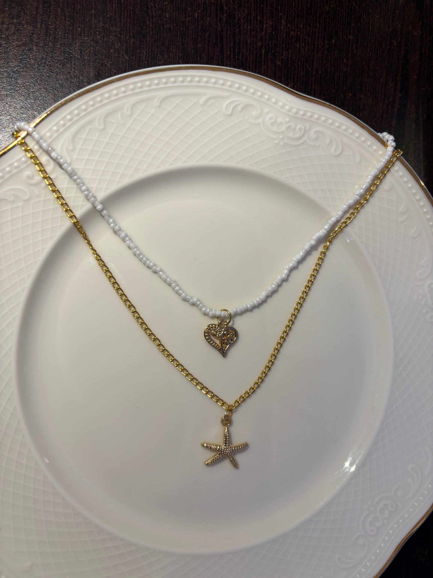 White and golden charms pendent