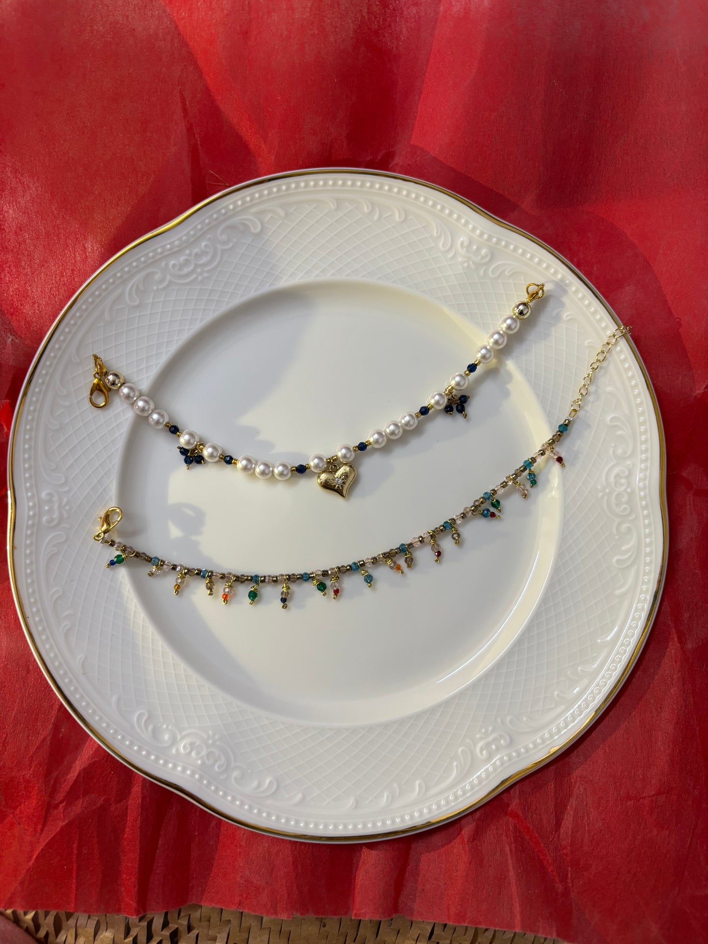 Minimal pearl necklace and bracelet set India