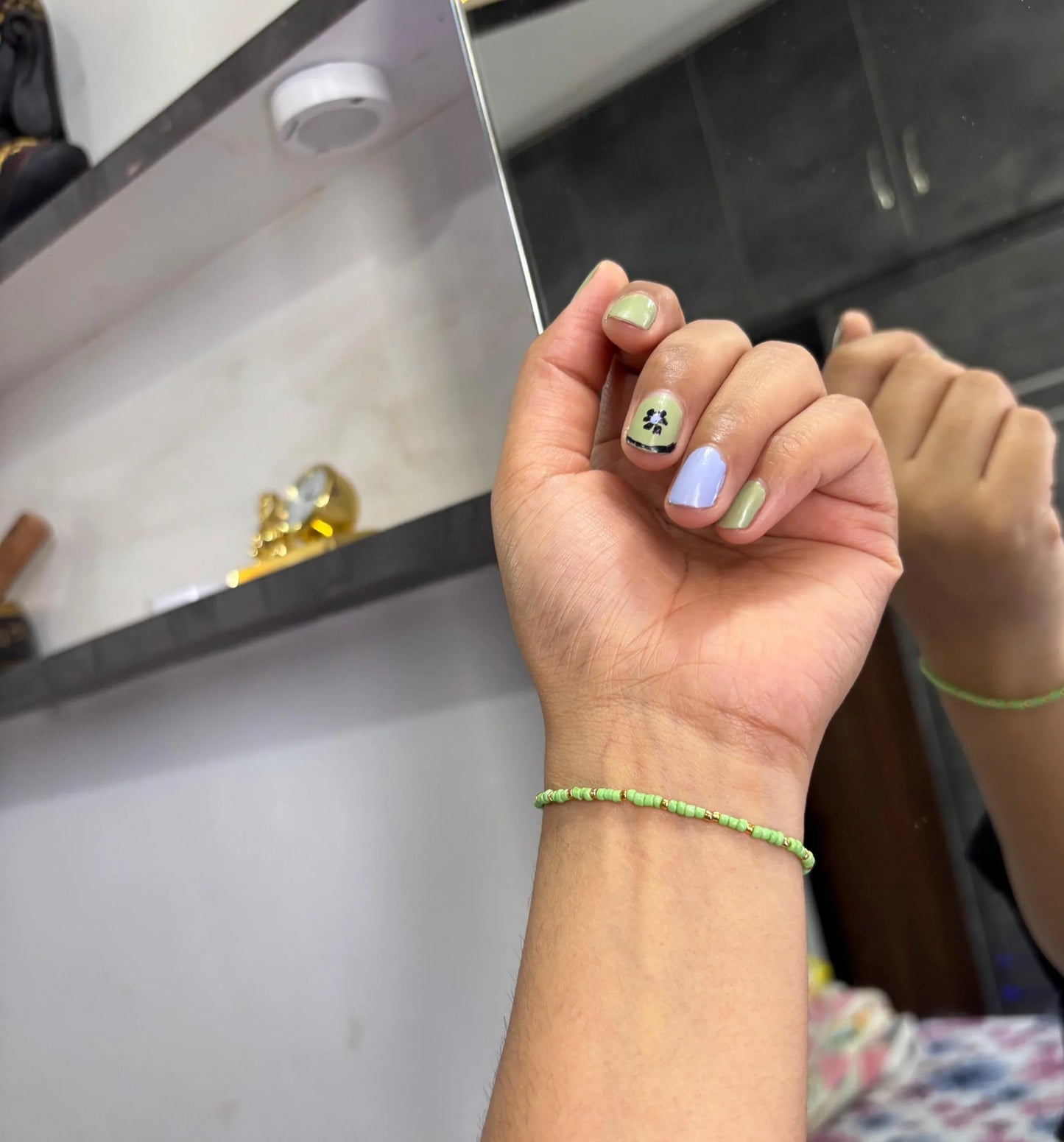 Green Beads, Pearl & Golden Bracelet for Women | Elegant Handmade Jewellery – RidhaPearls