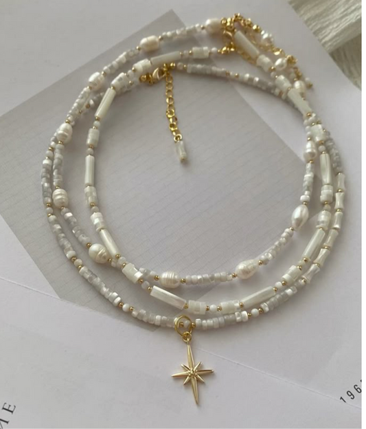 3layer white charms bracelet