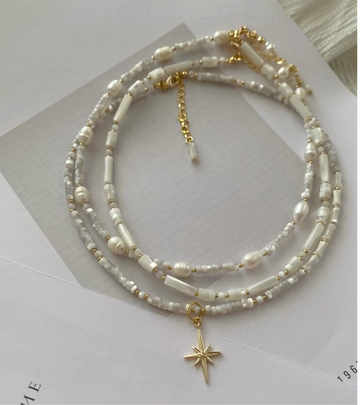 3layer white charms bracelet
