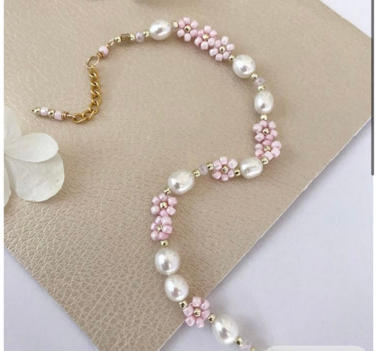 Pink floral bracelet