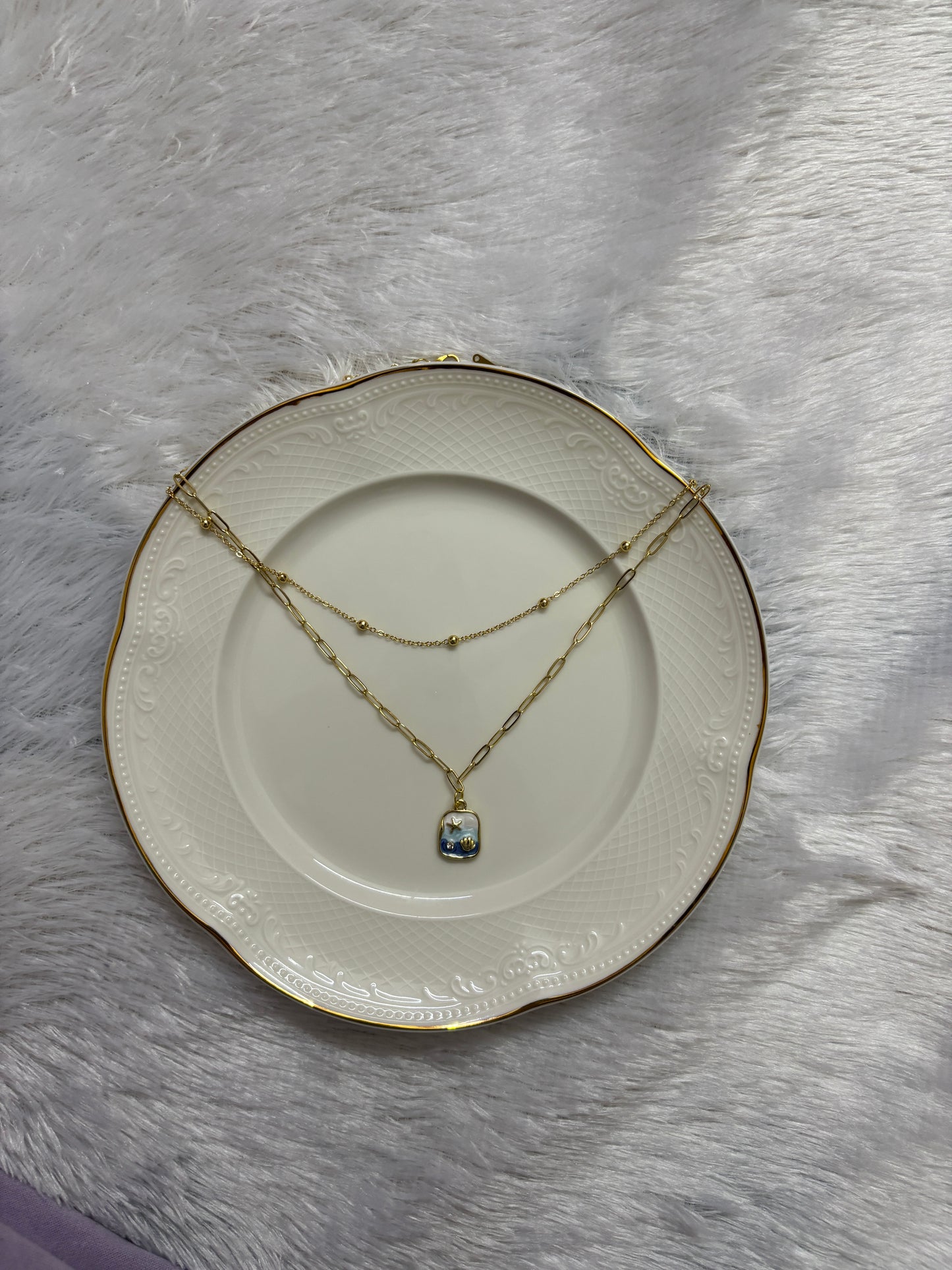 Anti-Tarnish Blue Charm Pendant Necklace | Premium Gold-Plated Jewellery for Women – Ridha Pearls