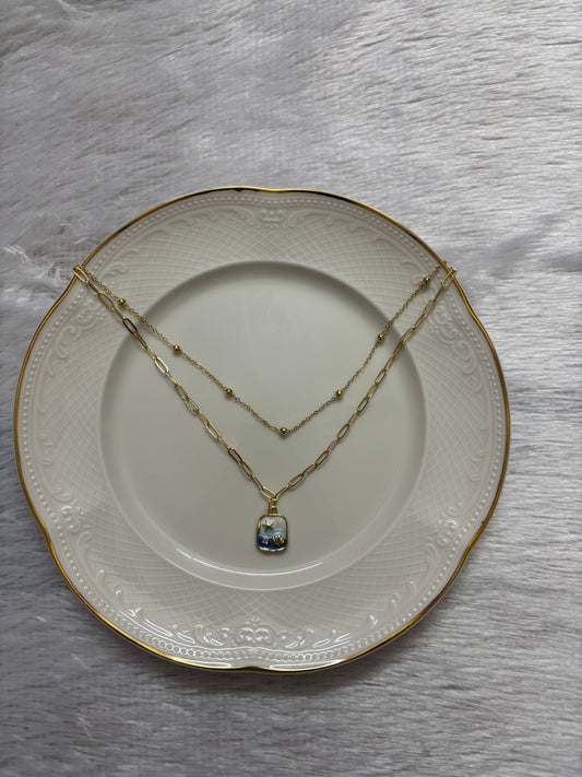 Anti-Tarnish Blue Charm Pendant Necklace | Premium Gold-Plated Jewellery for Women – Ridha Pearls