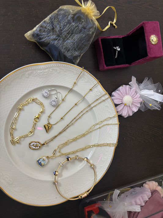 Luxury Valentine’s Day Jewelry Gift Set – Handcrafted Pearl & Gold Charm Collection for Her