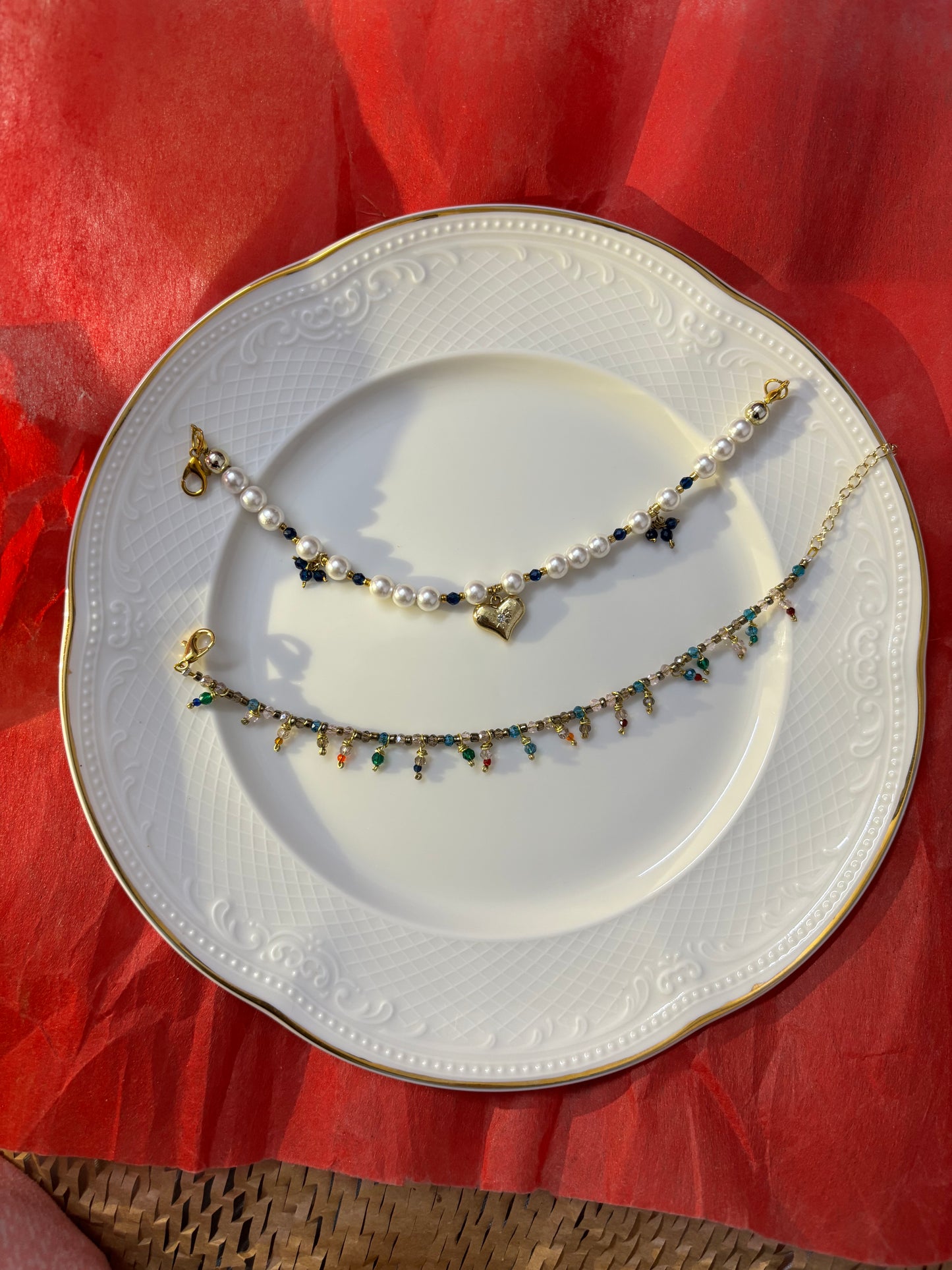 Ridhapearls Pearl Heart Necklace & Colorful Beads Bracelet Set for Women