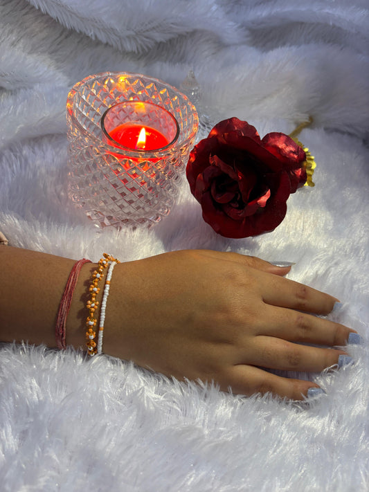 Orange Flower Beads Bracelet for Women | Handmade Floral Jewellery – RidhaPearls