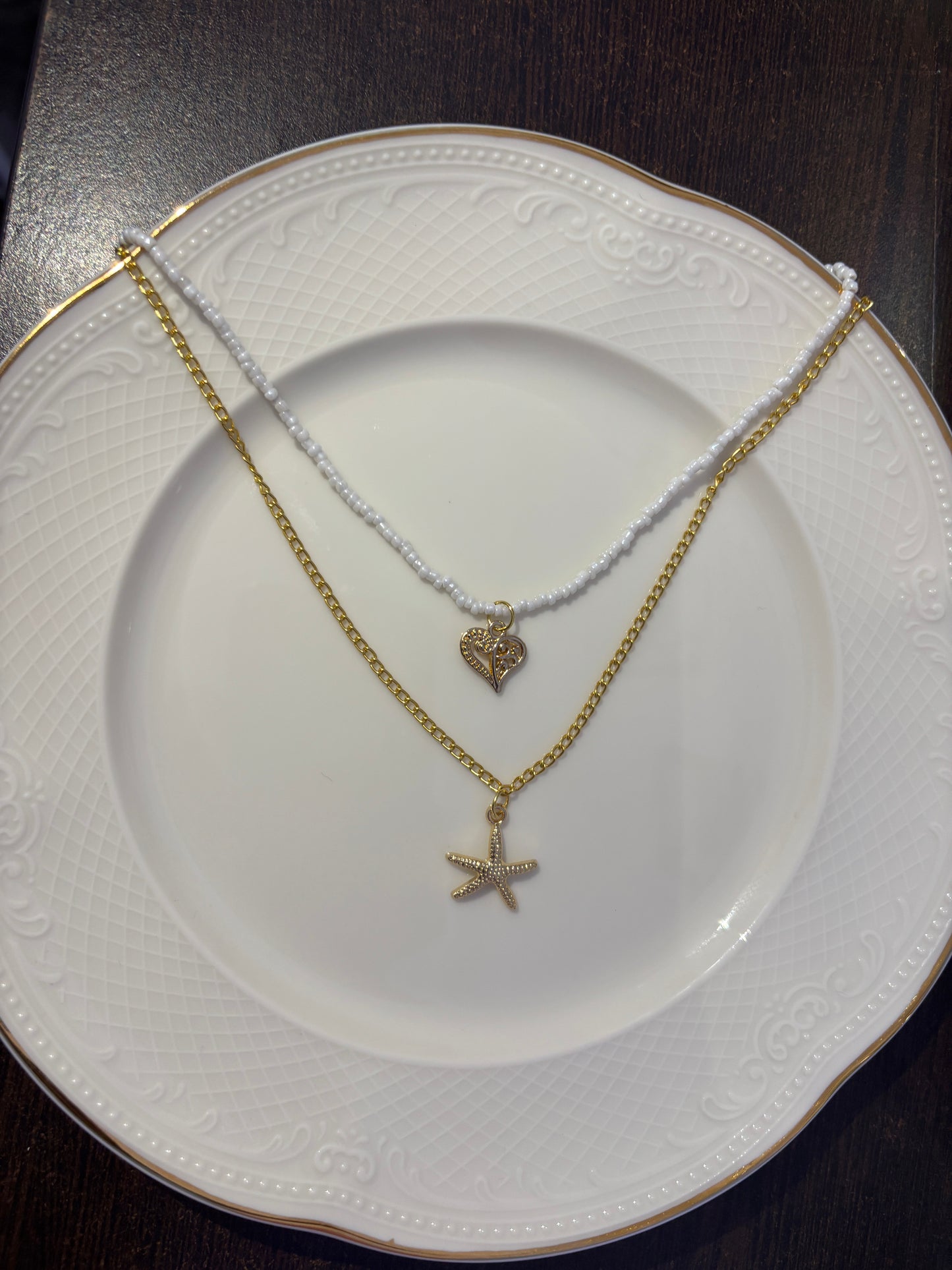 White and golden charms pendent