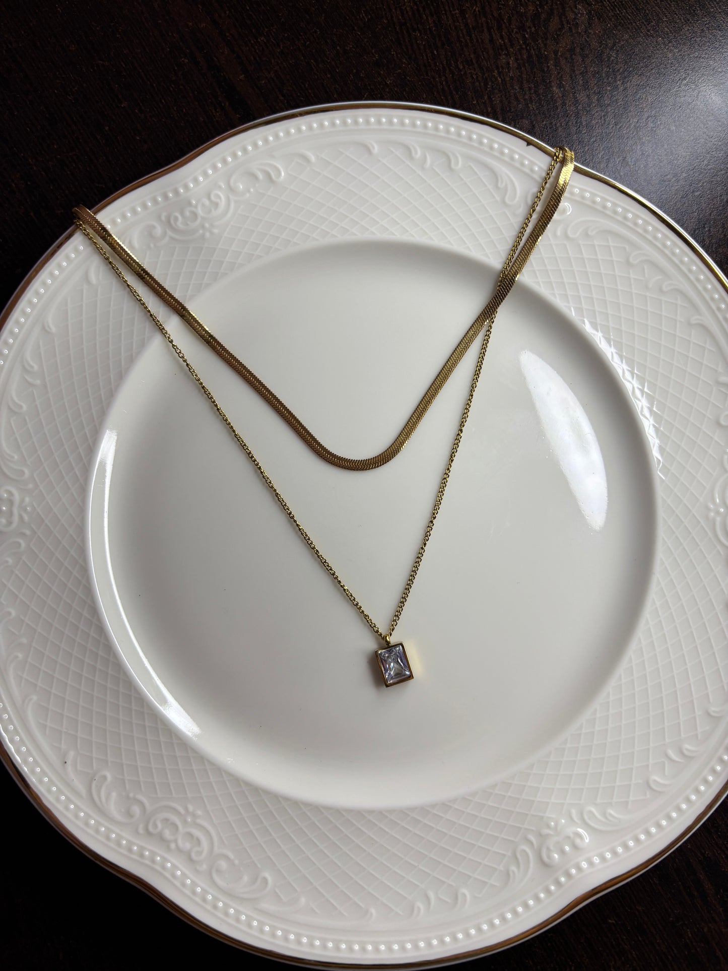 Ridhapearls Multi-Layer AD Pendant Chain – Anti-Tarnish Gold-Tone Necklace