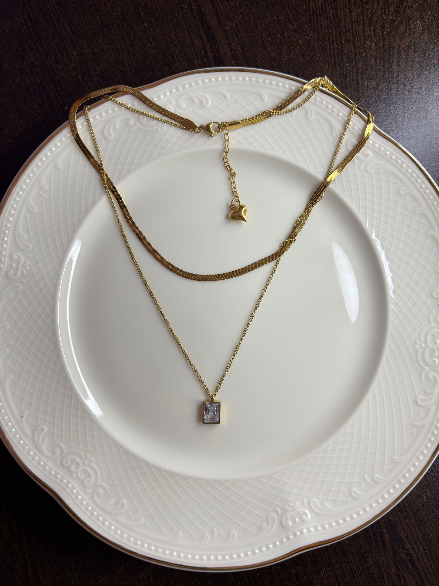 Ridhapearls Multi-Layer AD Pendant Chain – Anti-Tarnish Gold-Tone Necklace