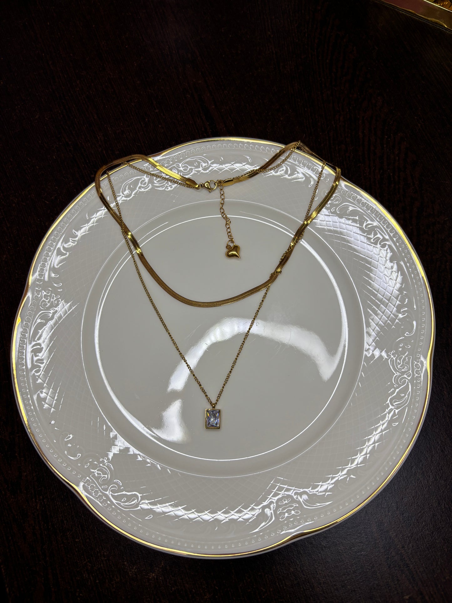 Ridhapearls Multi-Layer AD Pendant Chain – Anti-Tarnish Gold-Tone Necklace