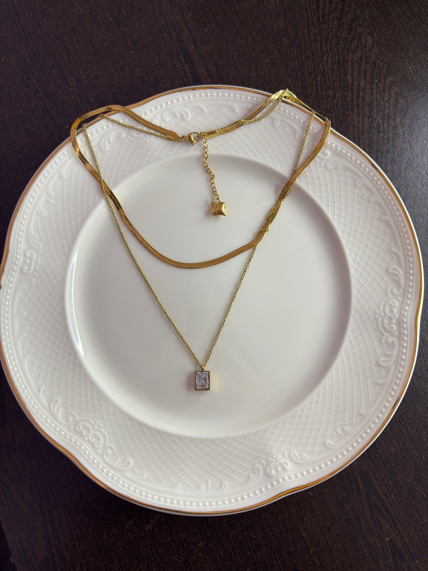 Ridhapearls Multi-Layer AD Pendant Chain – Anti-Tarnish Gold-Tone Necklace