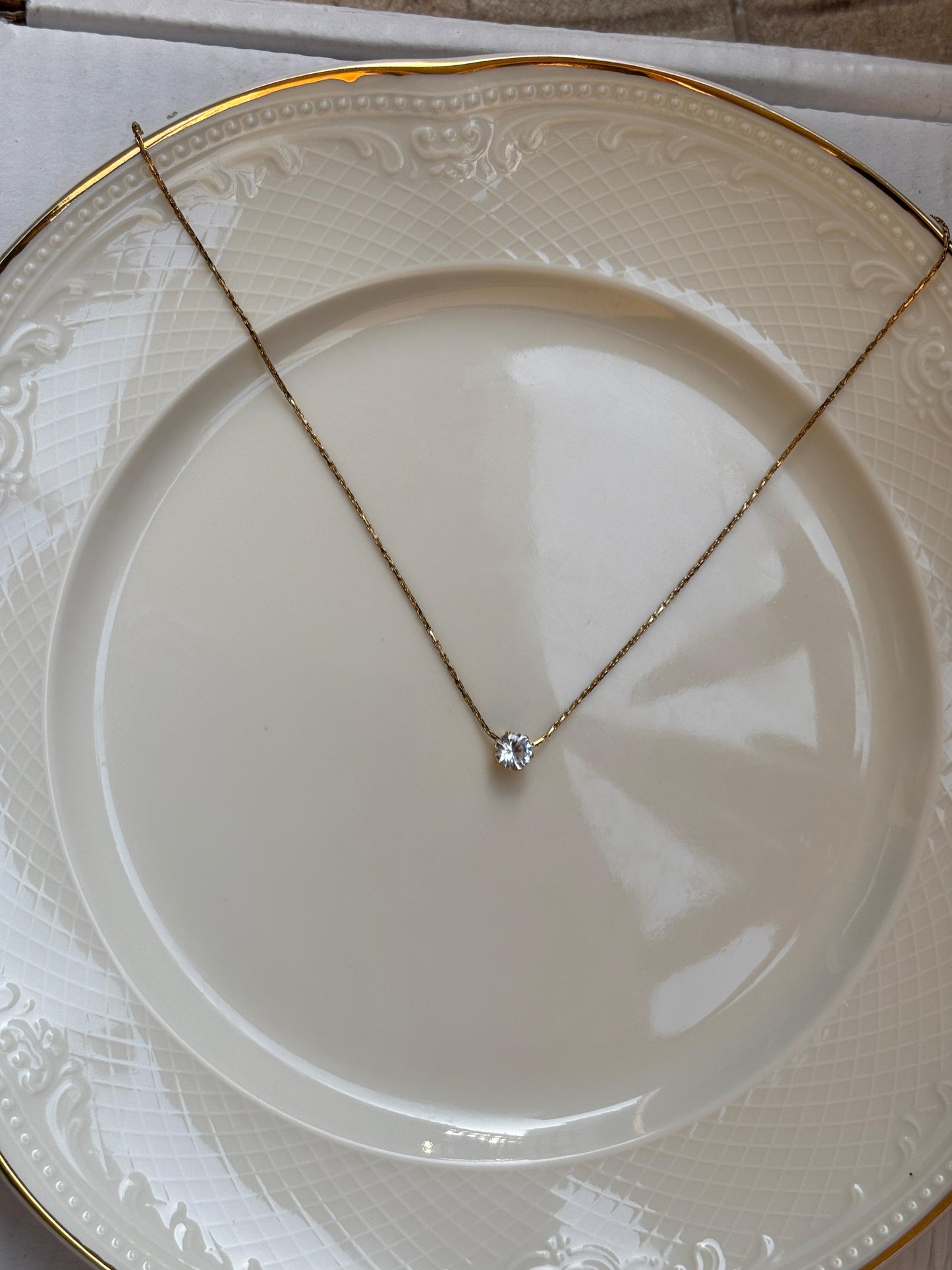 Minimalist AD stone necklace for women