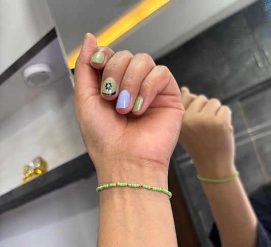 Green Beads, Pearl & Golden Bracelet for Women | Elegant Handmade Jewellery – RidhaPearls