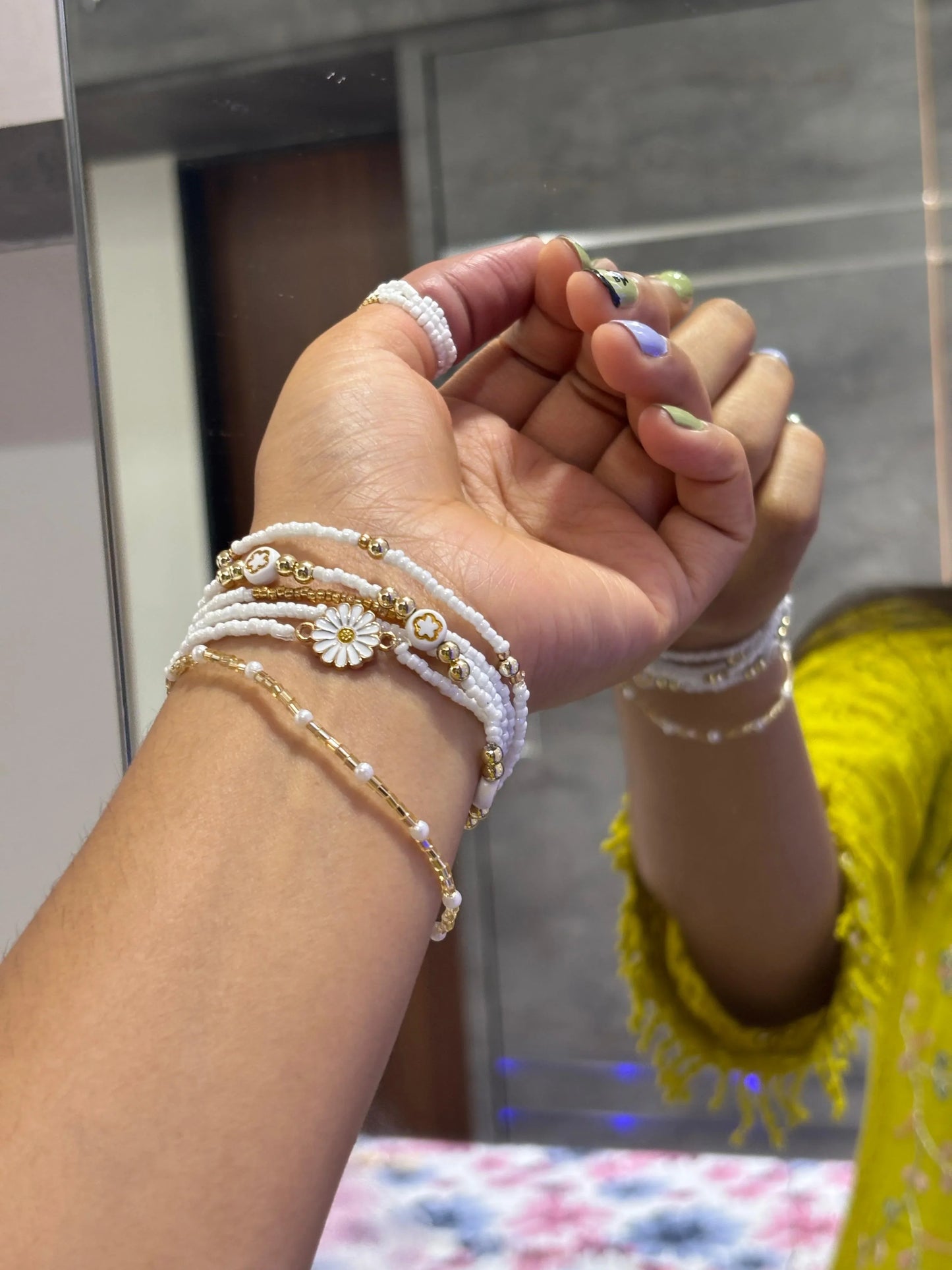 Multi-Layer White & Golden Beads Bracelet for Women | Elegant Handmade Jewellery – RidhaPearls