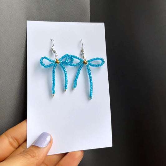 Cute Blue Bow Earrings for Women & Girls | Trendy Lightweight Jewellery – RidhaPearls
